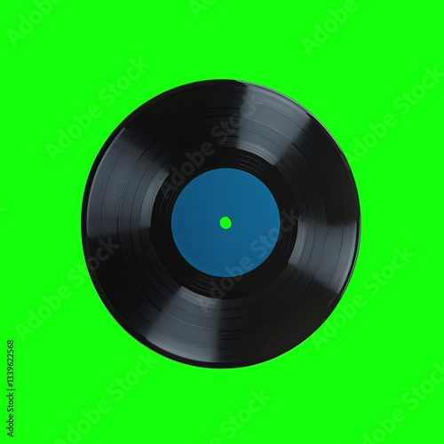 Wallpaper Mural Classic black vinyl record on a vibrant green background. Torontodigital.ca