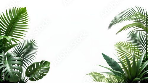 Tropical Leaf Border – Lush Greenery Floral Background Bundle