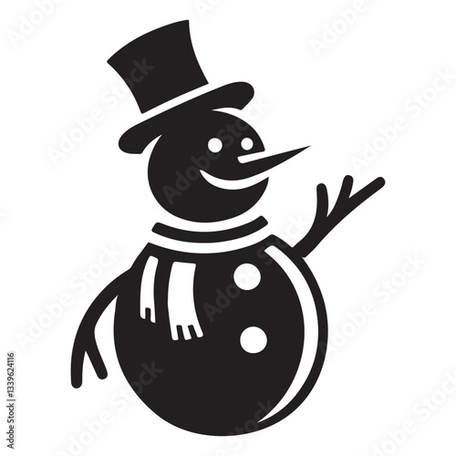 Festive snowman silhouette with top hat scarf winter wonderland cheerful