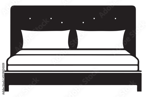 Comfortable Bed Silhouette Illustration for Bedroom Design and Relaxation