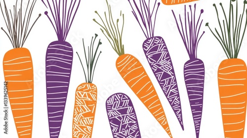 Colorful Carrot Illustrations - Vibrant Vegetable Art
