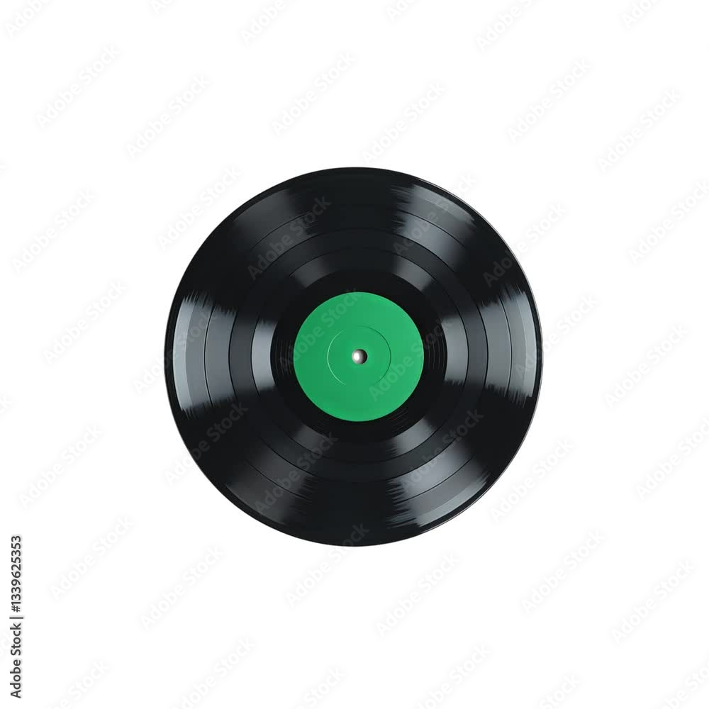 A classic black vinyl record with a vibrant green center, symbolizing nostalgia and timeless music. A classic black vinyl record with a vibrant green center, symbolizing nostalgia and timeless music.