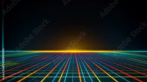 Black and colorful background with a bright orange sun in the middle. The sun is surrounded by a rainbow of colors