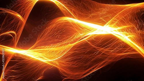 Black and orange background with a yellow line. The yellow line is curved and has a lot of movement
