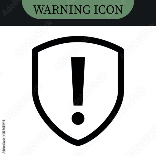 Shield exclamation mark icon or security shield warning or attention icon symbol. Vector color icon set. Risk alert line icon vector