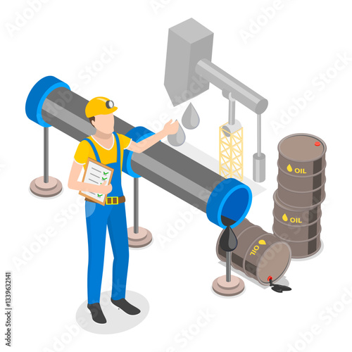 3D Isometric Flat Vector Illustration of Oil Transporting, Petroleum Industry. Item 3
