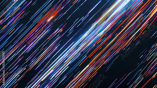 Black background with orange and blue lines. The background is dark and the lines are bright and colorful