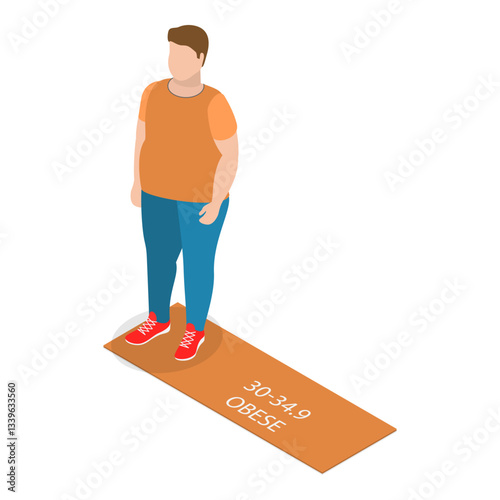 3D Isometric Flat Vector Illustration of Body Mass Index, BMI Classification Chart. Item 2