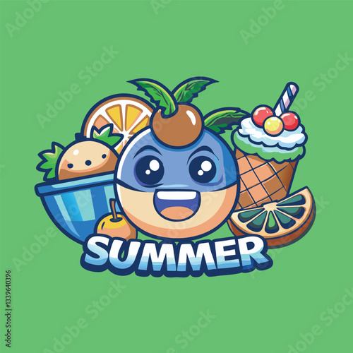 Summertime Delight: Vibrant Emojis Depicting Fruity Treats and Sweet Delicacies