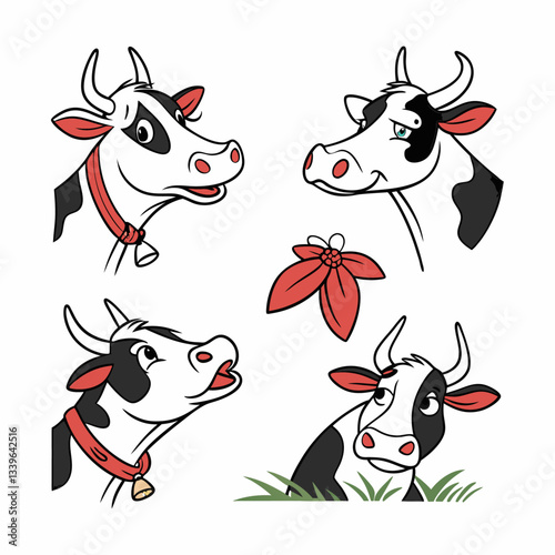 Cow colorful silhouette bundle vector design
