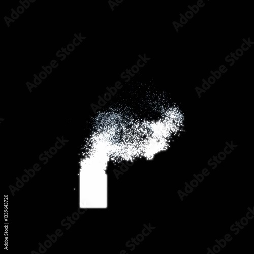 Dissolving Letter, Letter P dissolving into particles, disintegration effect