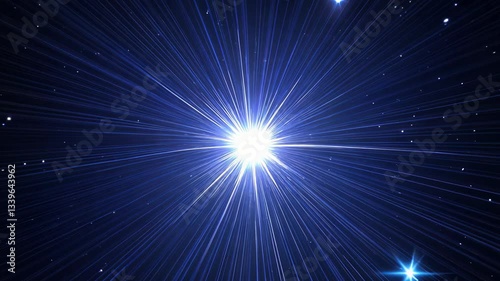 Bright blue star with a white center. The star is surrounded by a blue background. The star is the main focus of the image