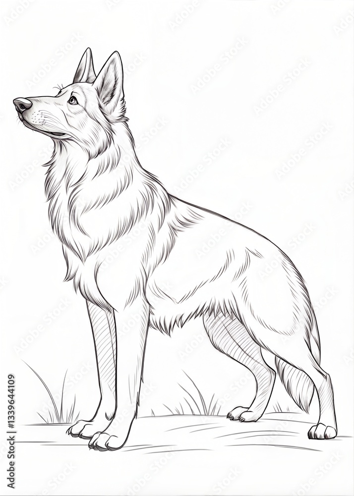 Fototapeta premium German Shepherd Outline for Coloring Book