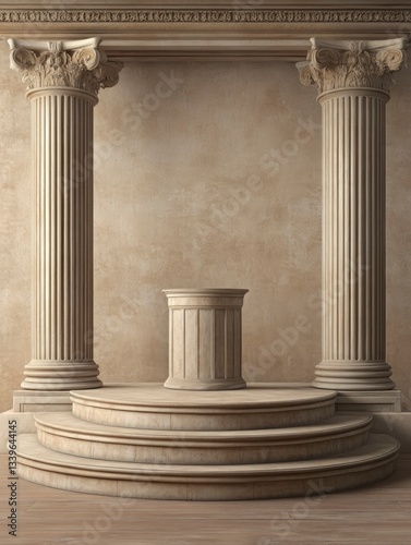 Wallpaper Mural Elegant Podium Stage with Columns and Neutral Background for Presentation Torontodigital.ca