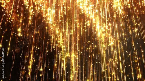 Bright yellow and orange background with a lot of sparkles. The background is filled with gold and orange colors and the sparkles are scattered all over the background