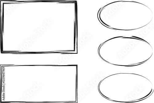 black color stroke art sketchy abstract frames