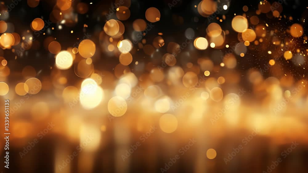 Golden bokeh lights, shimmering effect Golden bokeh lights, shimmering effect
