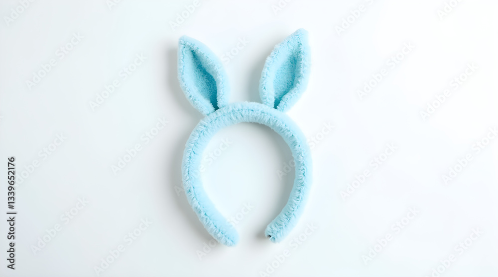Blue Fluffy Bunny Ears Headband - Soft Easter Costume Accessory on White Background Blue Fluffy Bunny Ears Headband - Soft Easter Costume Accessory on White Background