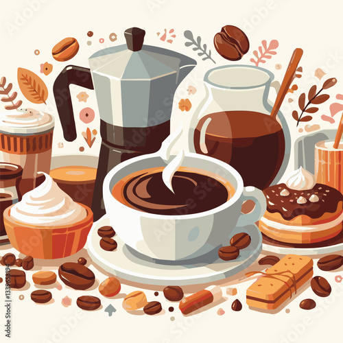 coffee, drink, beverage, cafe, cup, background, caffeine, espresso, aroma, mug, morning, food, hot, brown, closeup, breakfast, black, dark, fresh, white, mocha, cappuccino, isolated, break, design, la