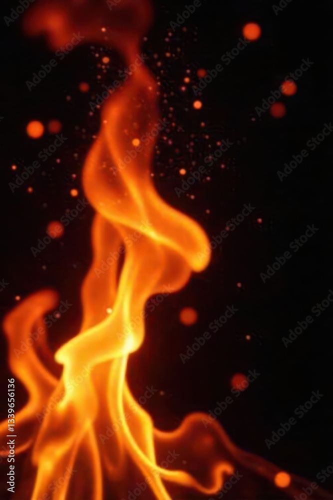 Fototapeta premium Glowing embers, intricate fiery patterns on black backdrop , nature, isolated, close-up