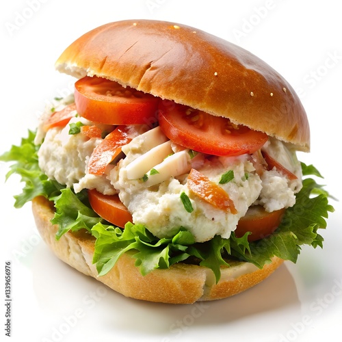 chicken sandwich isolated on white