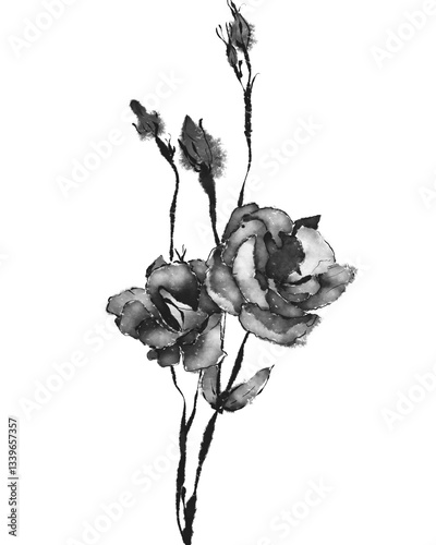 Abstract Drawing Of A Black Flower