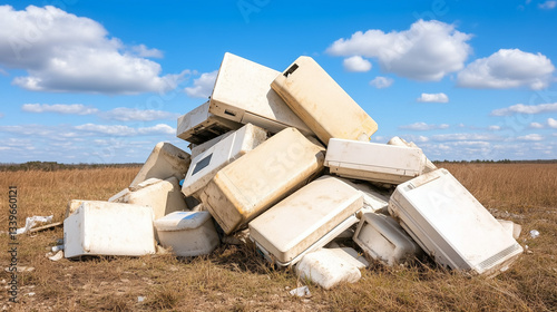 E-waste Pile in Countryside Meadow