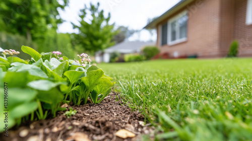 Close-up of Garden Plants in Suburban Yard