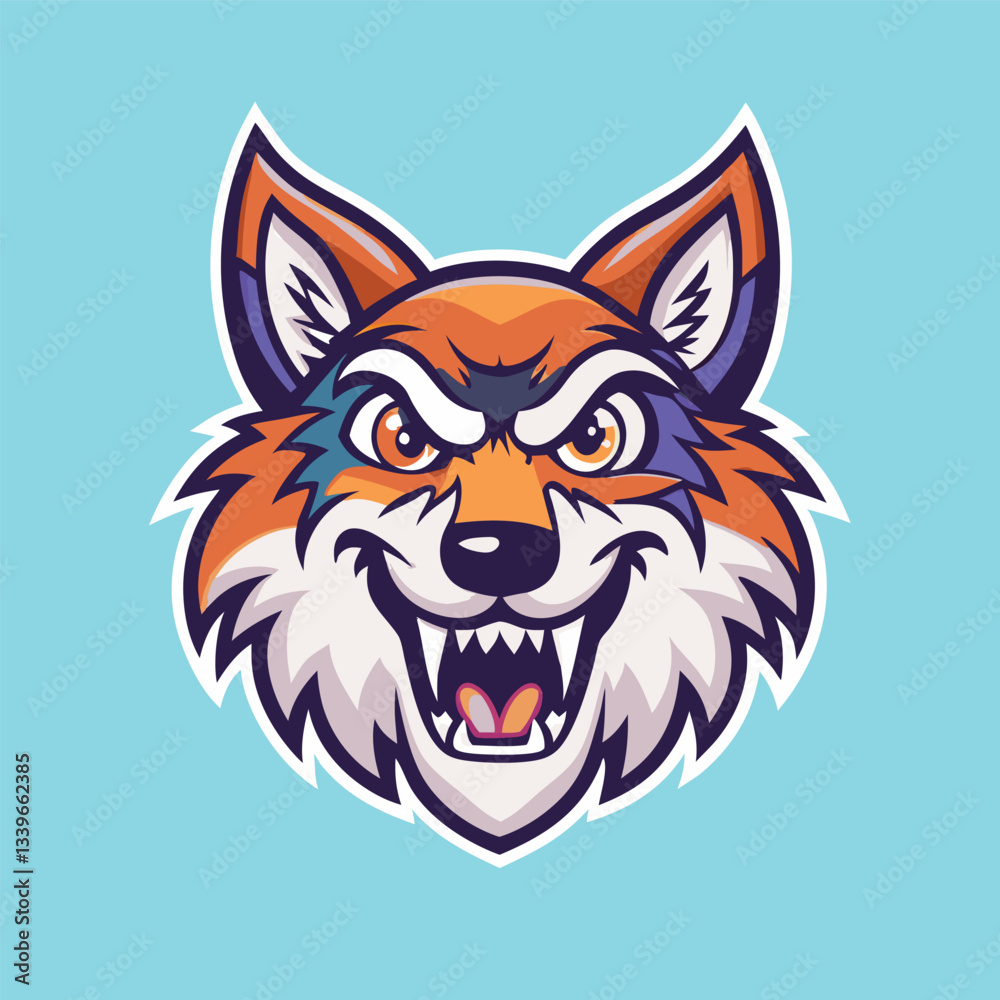 Fototapeta premium Mighty Wolf Logo Mascot Character with Cartoonish Expression and Vector Illustration