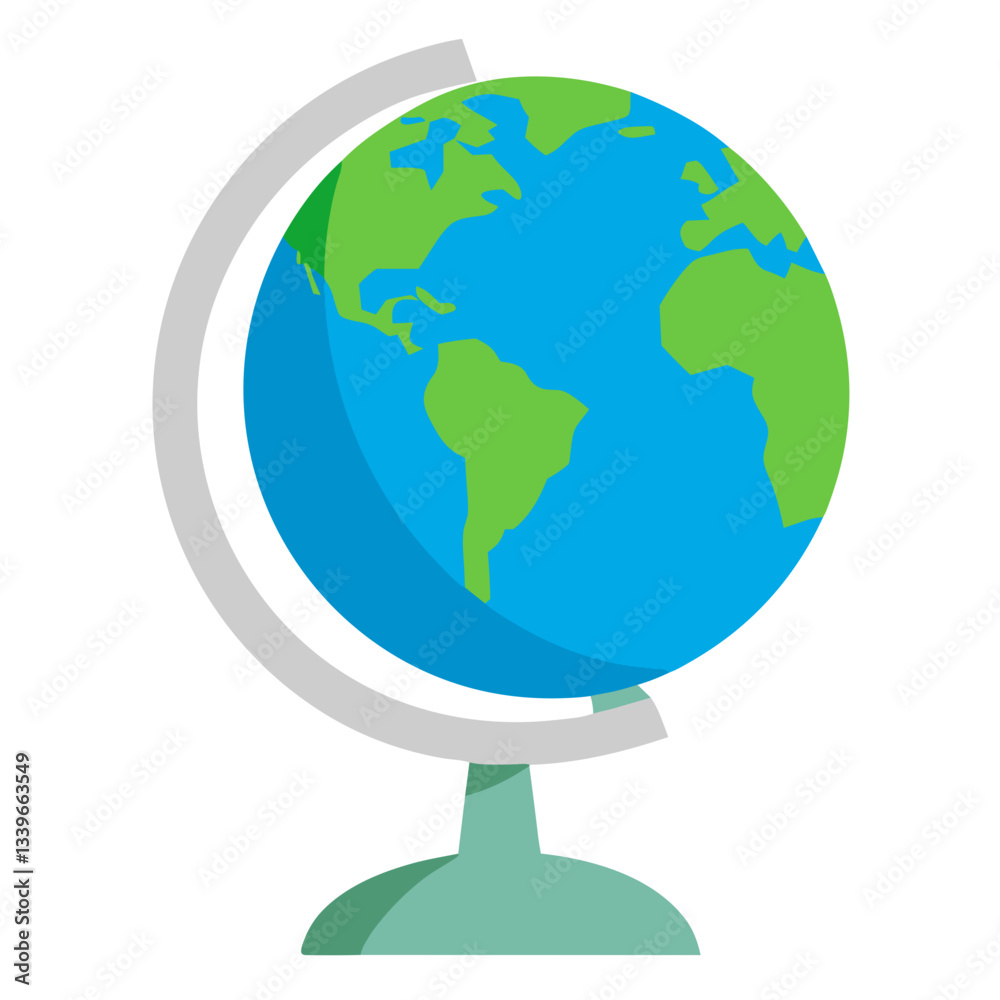 Globe displaying Earth on a stand in vibrant colors Globe displaying Earth on a stand in vibrant colors