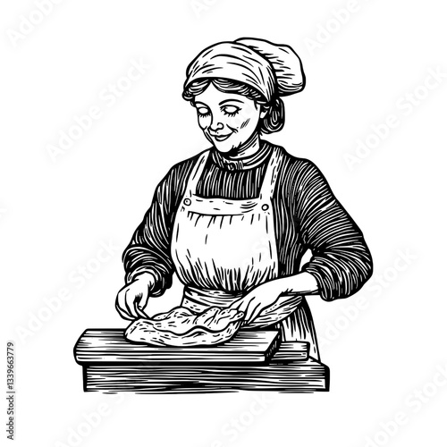 Crafting traditional dough with skill and care in a vintage kitchen setting, showcasing artistry and dedication to culinary heritage