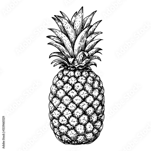 Intricate hand-drawn pineapple engraving showcasing vintage artistry and premium design aesthetics
