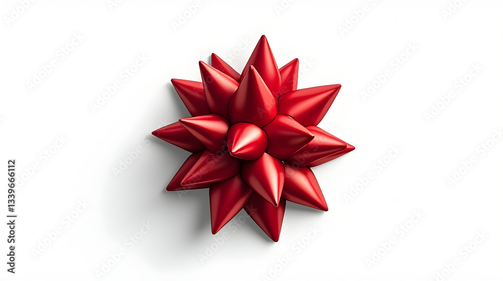 Festive Glossy Red Starburst Gift Bow Isolated Festive Glossy Red Starburst Gift Bow Isolated