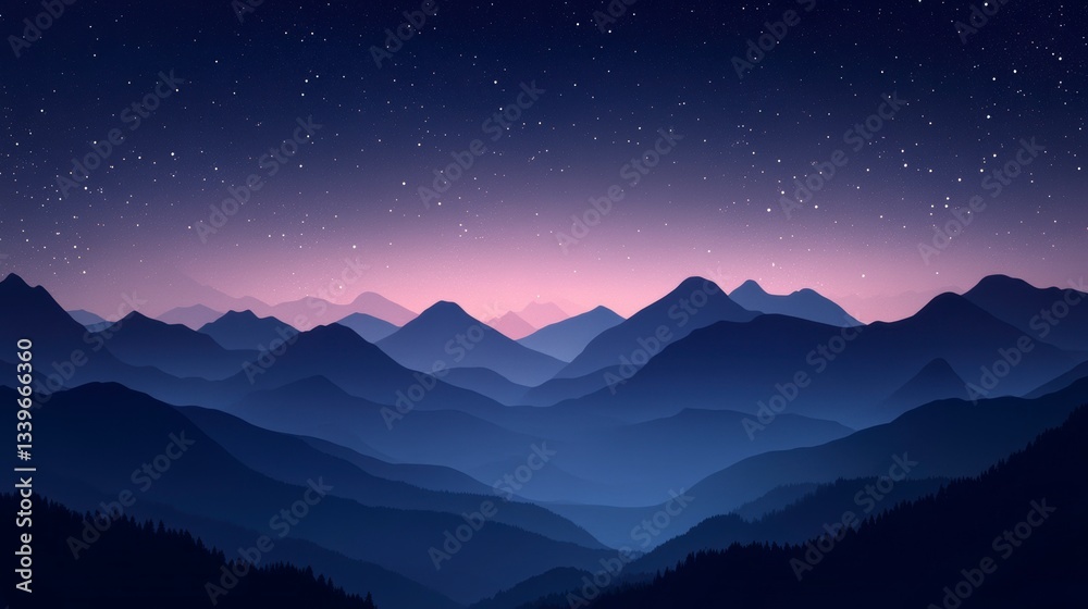 Serene Night in the Mountains Starry Sky Over Majestic Peaks