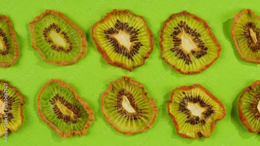 kiwi slices close up background of green, fresh fruit texture.