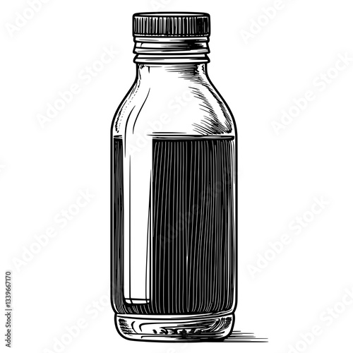 Detailed vintage engraving of a glass bottle showcasing artisanal craftsmanship and unique design elements for creative inspirations