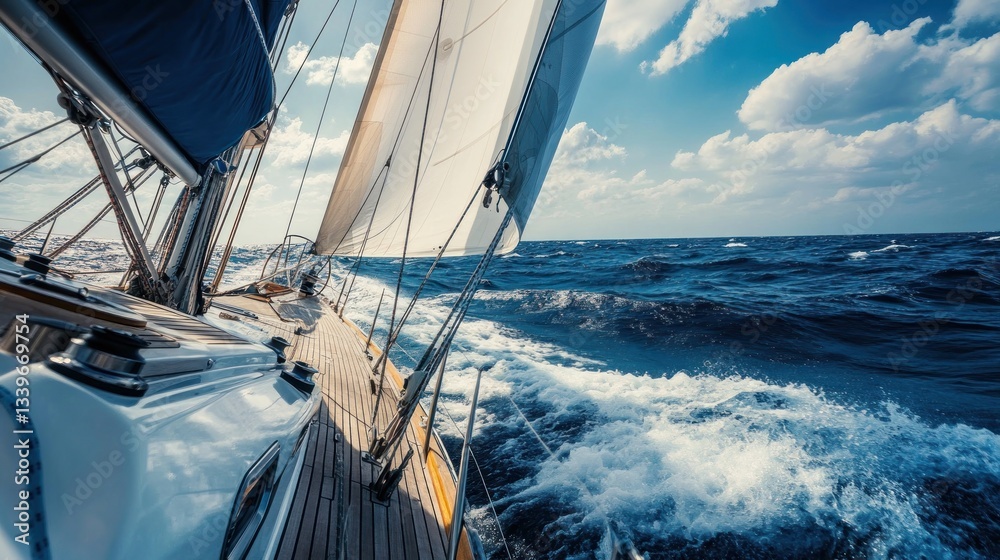 Fototapeta premium Sailing Yacht Adventure: Open Ocean Voyage