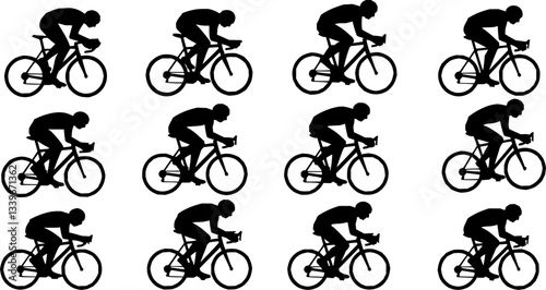 high quality race bicyclist silhouette - vector. Transparent background PNG, cutout
