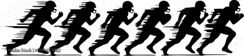 vector set of vector football players in silhouettes

