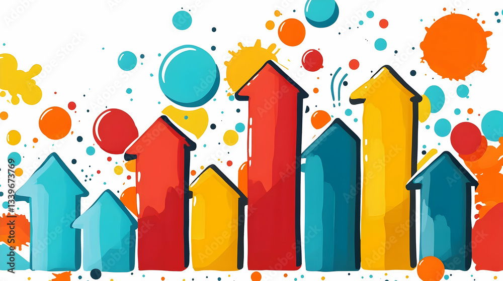 Fototapeta premium Colorful Abstract Growth Chart With Upward Arrows