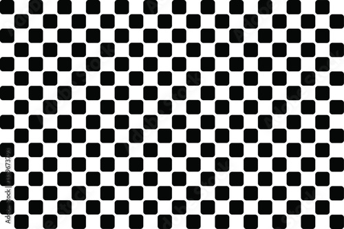 Classic Black and White Checkerboard Grid Design (Rounded Corners)