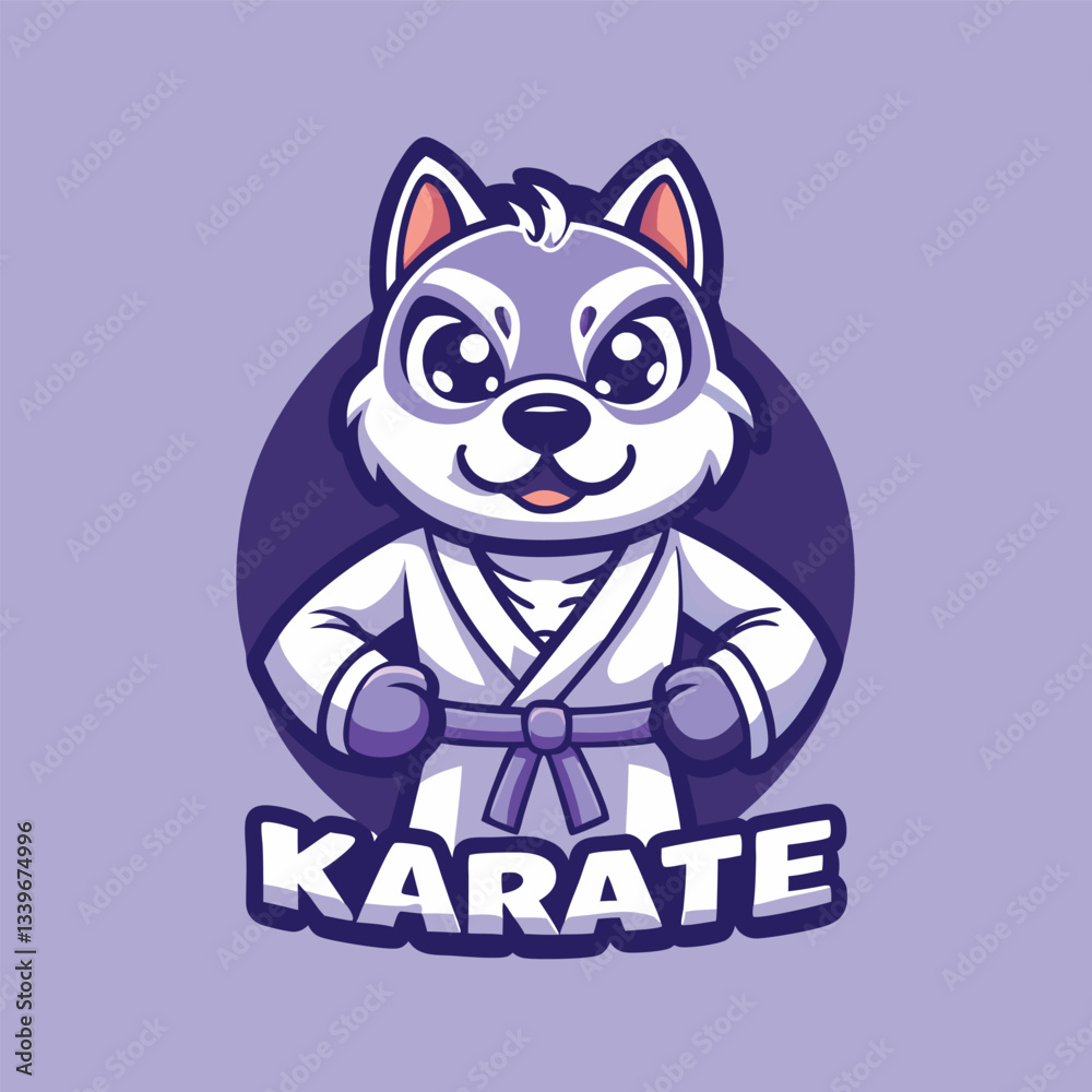 Obraz premium Adorable Karate Dog Character with Martial Arts Vector Illustration