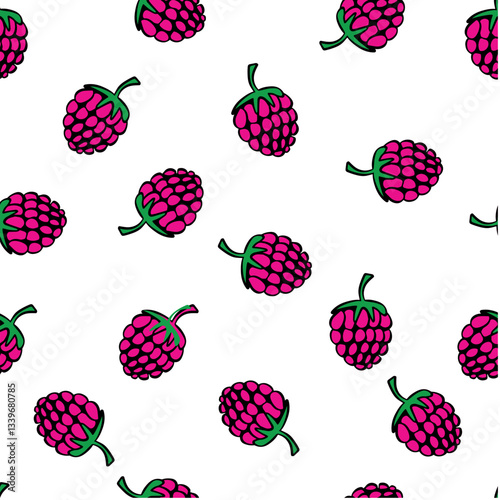 berris raspberry seamless pattern. Vector illustration
