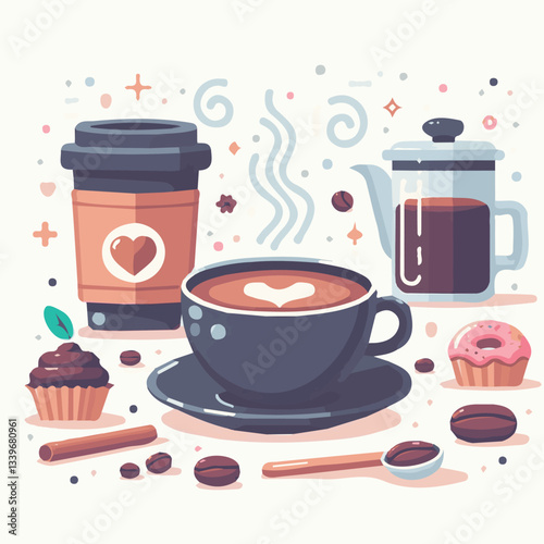 coffee, drink, beverage, cafe, cup, background, caffeine, espresso, aroma, mug, morning, food, hot, brown, closeup, breakfast, black, dark, fresh, white, mocha, cappuccino, isolated, break, design, la