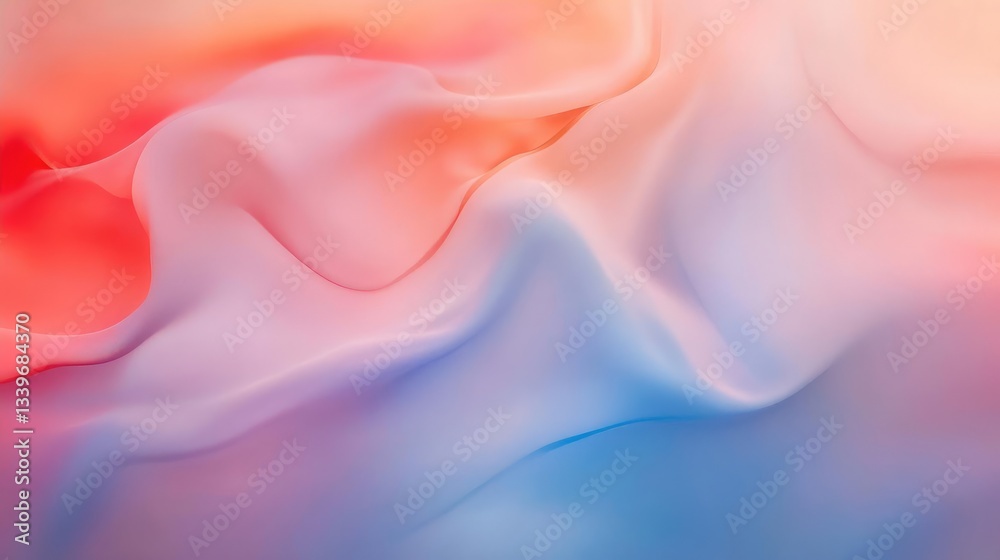 Fototapeta premium Abstract Pastel Fabric Texture Background Soft Pink Orange Blue Gradient Waves Drape