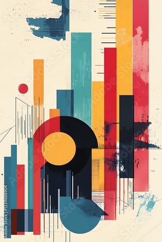 Simplified market analytics in artistic minimalist color strokes