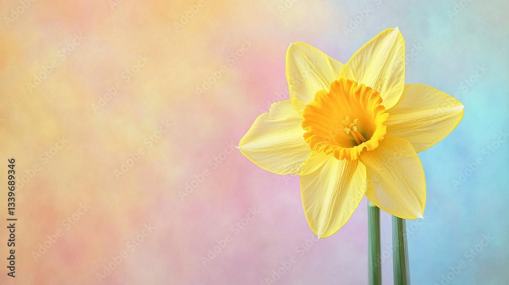 Fototapeta premium Daffodil in multicolored background