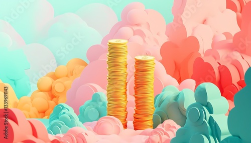Simplistic art economic trends in minimalist colors