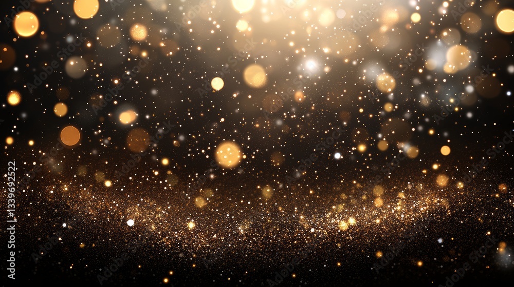 A golden dust overlay shine effect, featuring sparkling fireflies and luminous glowworms. A contemporary illustration with gold glitter, confetti, and sparkles A golden dust overlay shine effect, featuring sparkling fireflies and luminous glowworms. A contemporary illustration with gold glitter, confetti, and sparkles