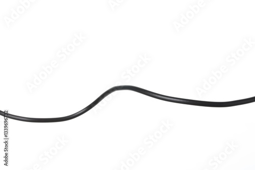 One black electrical wire on white background